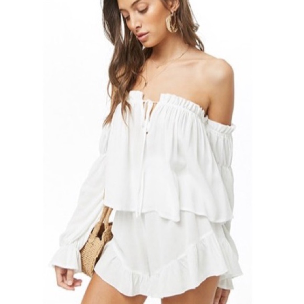 Off the shoulder top with matching shorts